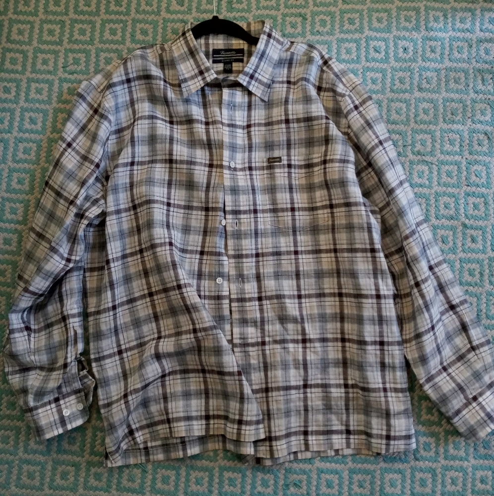 Faconnable Plaid Linen Shirt